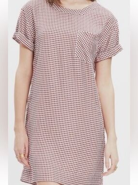Madewell Red and White Short Sleeve Pocket Dress size xxsmall